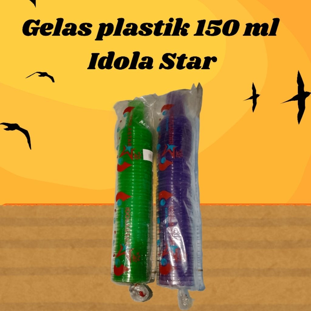 gelas cup plastik ulir  merek IDOLASTAR warna ungu ukuran 120 ml/gelas hijau/gelas es cream / gelas 
