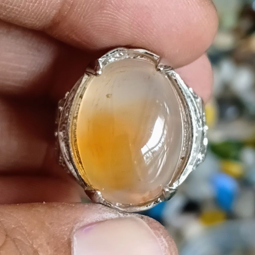 NATURAL BATU AKIK KALSEDON ASLI ALAM ( RING 8)
