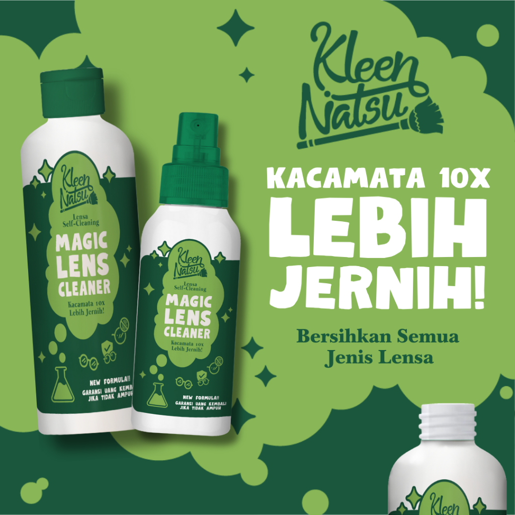 LENS CLEANER NATURAL SPRAY KLEENNATSU (FREE MICROFIBER) Cairan Pembersih Lensa Kacamata Minus Jernih