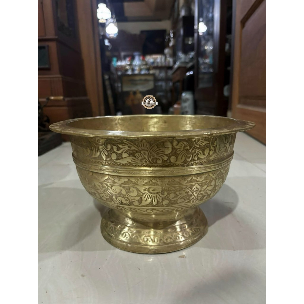 Bokor kuningan ukir lawas TEBAL ( B-1132 )