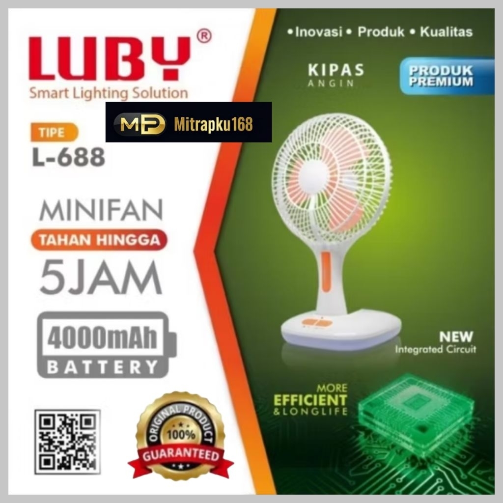 Kipas Lampu Emergency Luby L-688 / Kipas Lampu Emergency Portable Luby L688