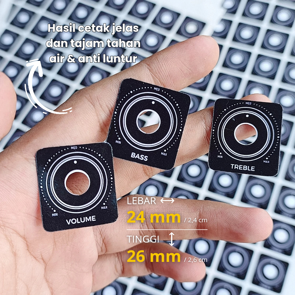 DS-4 Stiker Potensio/Sticker Knop Panel Power Amplifier & Mixer Tahan Air Anti Luntur Kualitas sanga