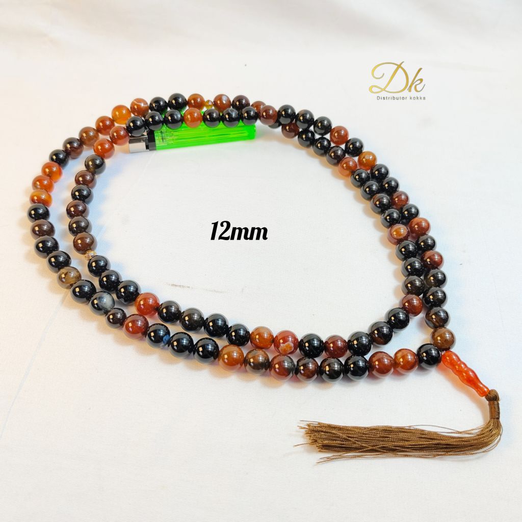 TASBIH 99 BUTIR BATU AKIK SULAIMAN MADU 12MM