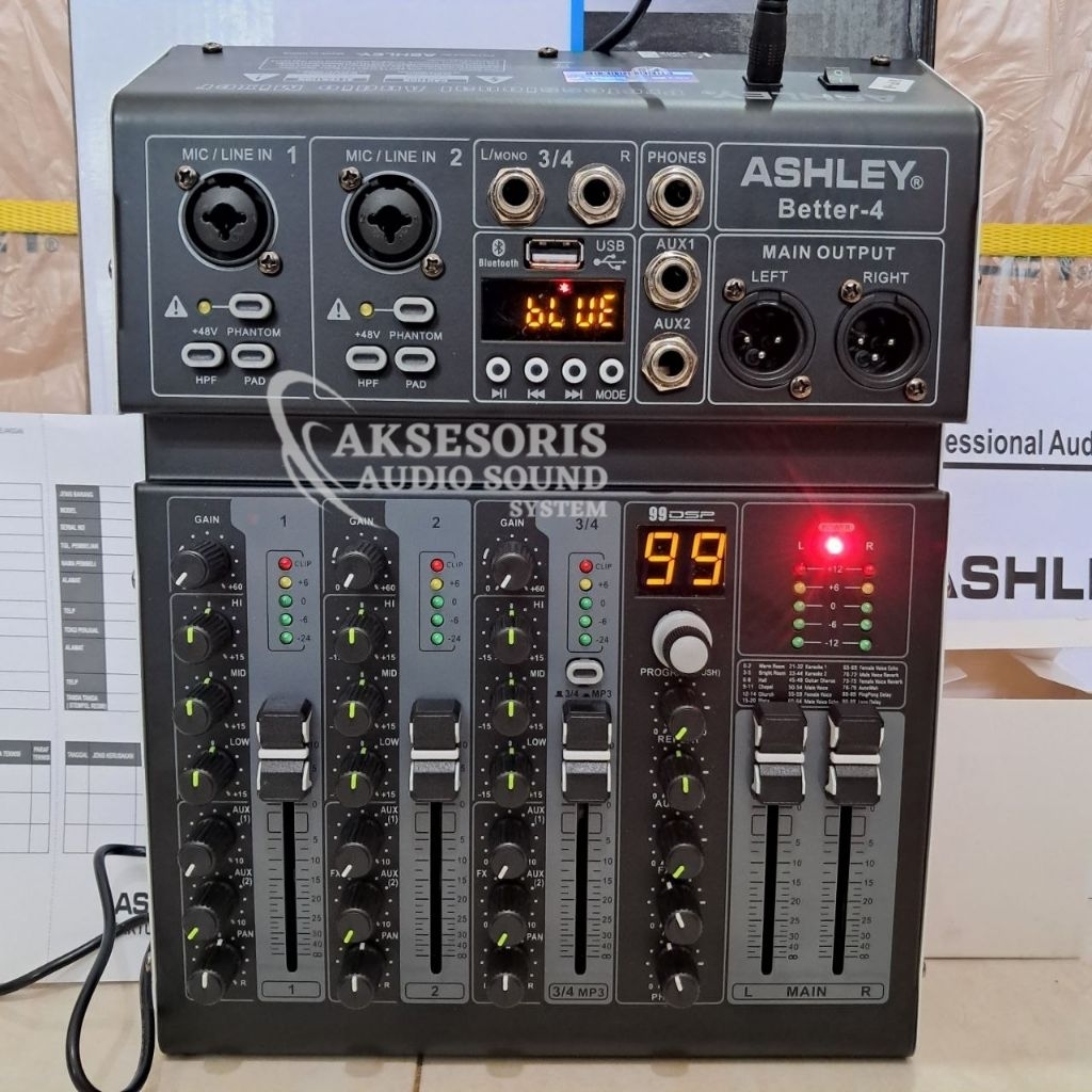 Mixer ASHLEY Better 4 Efek Digital Reverb 99DSP Terbaru Kualitas Bagus