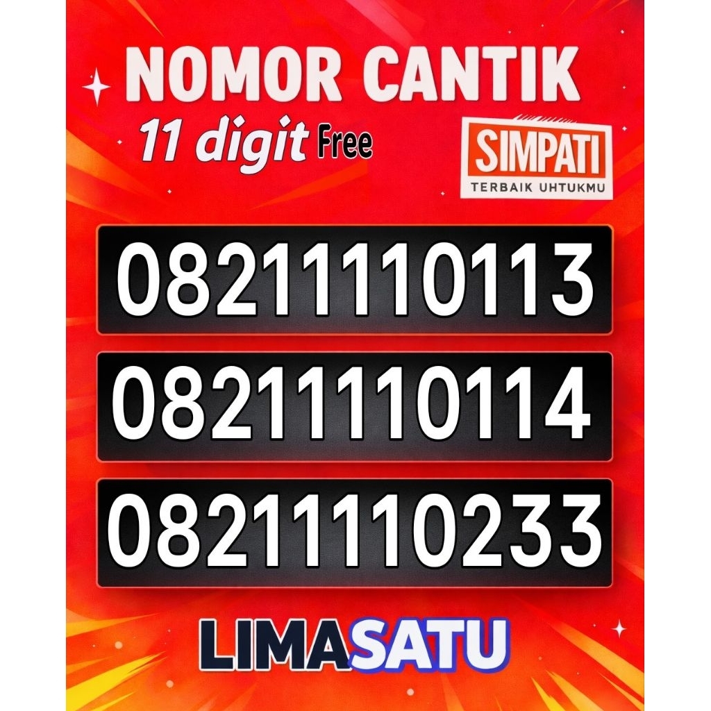 Kartu Perdana Nomor Cantik Telkomsel 11 digit 111111 - Nomor Cantik Simpati 11 digit 4G & 5G
