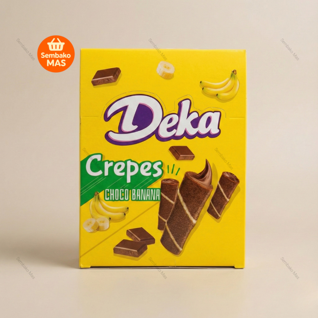 Deka Crepes Wafer Rasa Cokelat Pisang (Choco Banana) Box Isi 12 x 10g
