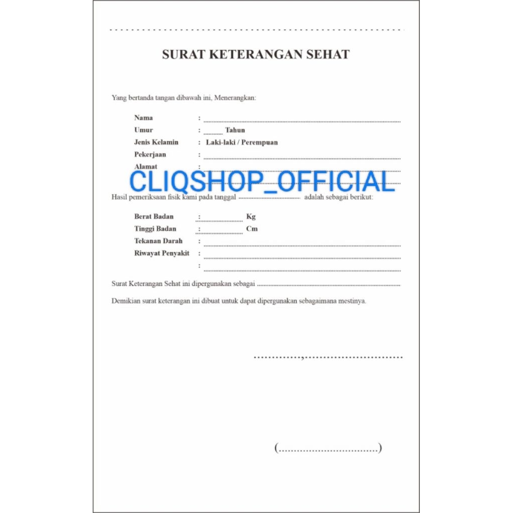 BUKU SURAT KETERANGAN SEHAT