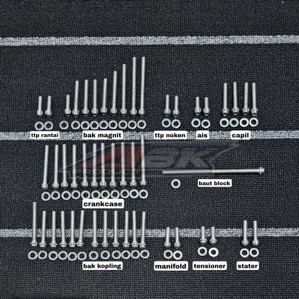 Baut L stainless bak magnet kopling tiger mp megapro baut set kalter kanan kiri tiger baut L bubut t