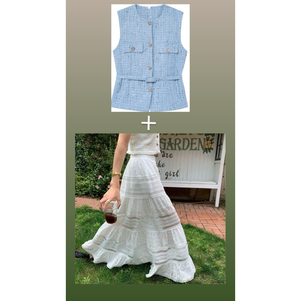 [SALE] NEW with tag One set Rompi Tweed with Long Skirt