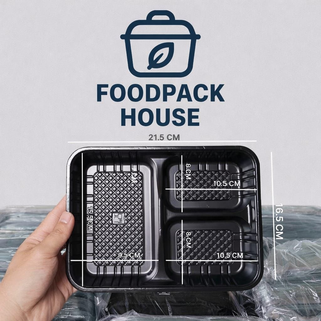 Mika Box Bento Sekat 3 / Tray Bento Sekat 3 Tahan panas Isi 50 Set