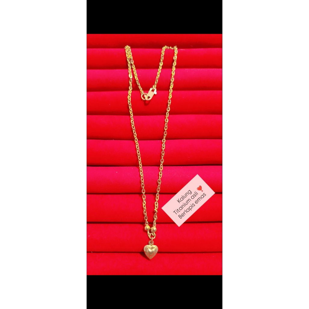kalung titanium asli berlapis emas asli 23 karat kait S