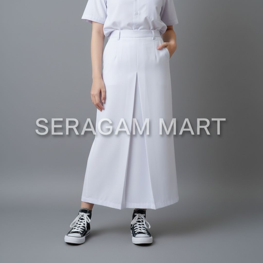 Rok Span 1 Putih Sekolah SMP SMA Bahan Twist Licin Premium