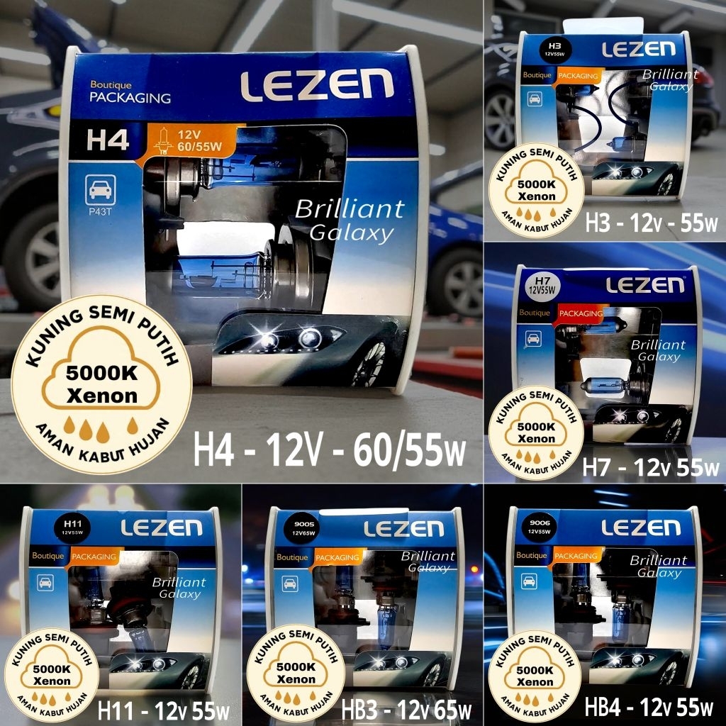 LEZEN - Sepasang Halogen Lampu Xenon 5000K -  H3 H7 H11 H16 HB3 HB4