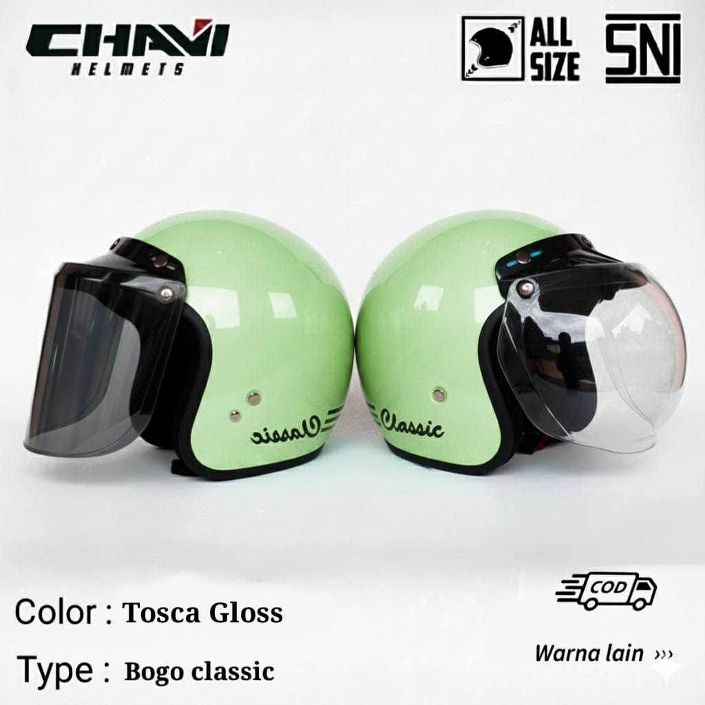 HELM BOGO DEWASA CLASSIC SNI  / GREEN TOSCA | DEWASA PRIA DAN WANITA