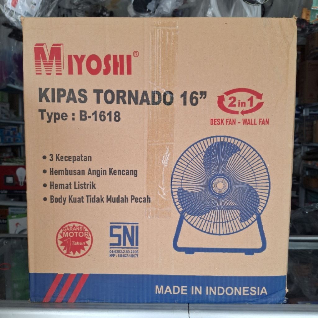 Kipas Angin duduk 16inch Tornado 2 in 1 Miyoshi