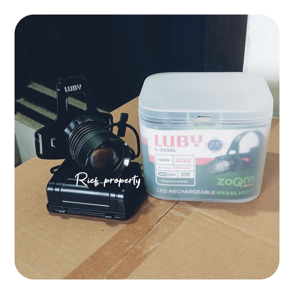 Senter kepala headlamp Luby L-2926L/L-2926K zoom max baterai 9000mah tahan 48 jam