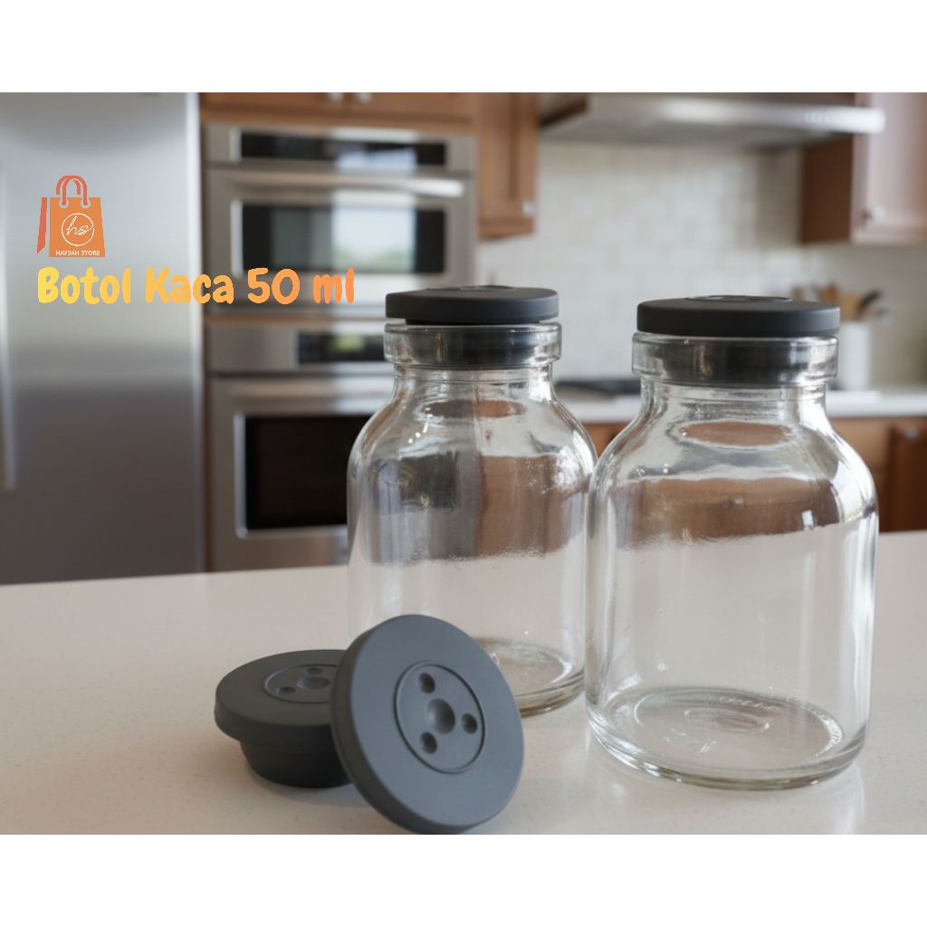 Botol Kaca Asi 50ml / Botol Jamu/ Botol Jus/ Botol unik antik tutup karet/ Vial 50ml
