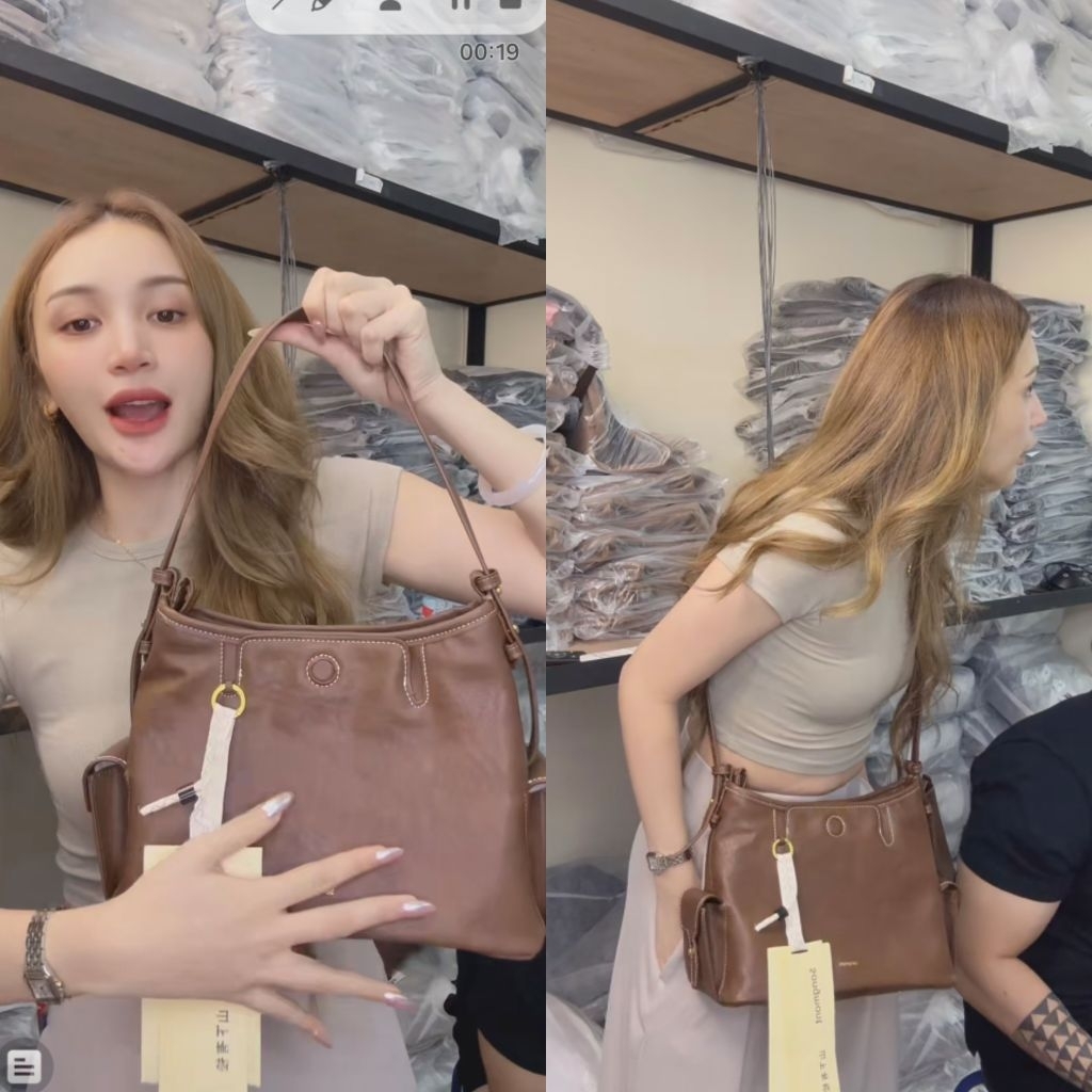 GieClothing SONGM*NT YORE LEATHER POCKET BROWN (new) tas tote wanita lassiewear.co