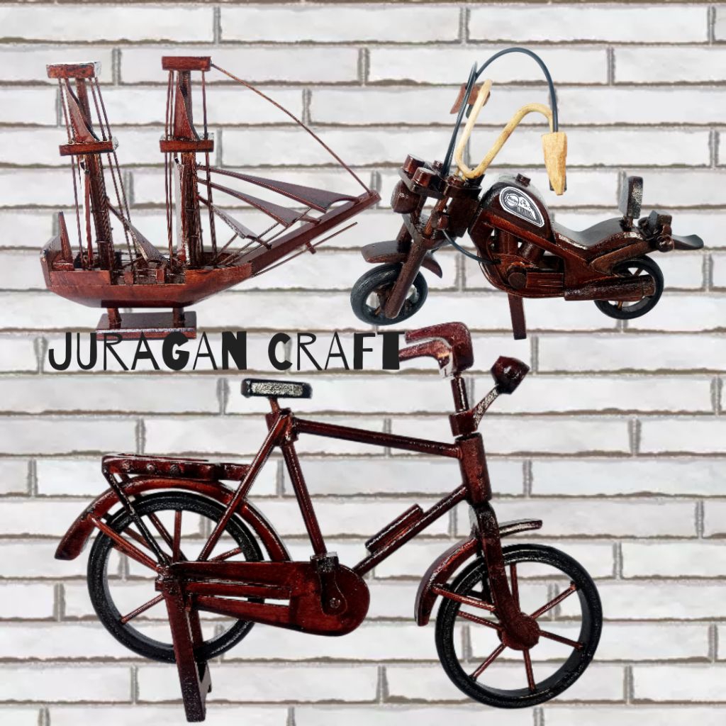 MINIATUR KAYU SEPEDA KAPAL HARLEY