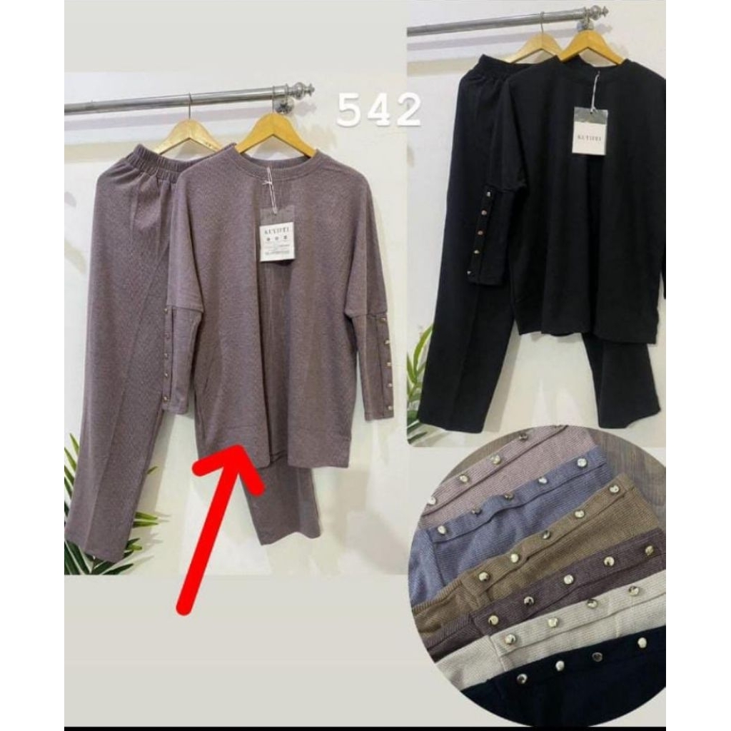 Set Celana Wanita Knit Batwing KUYIFEI