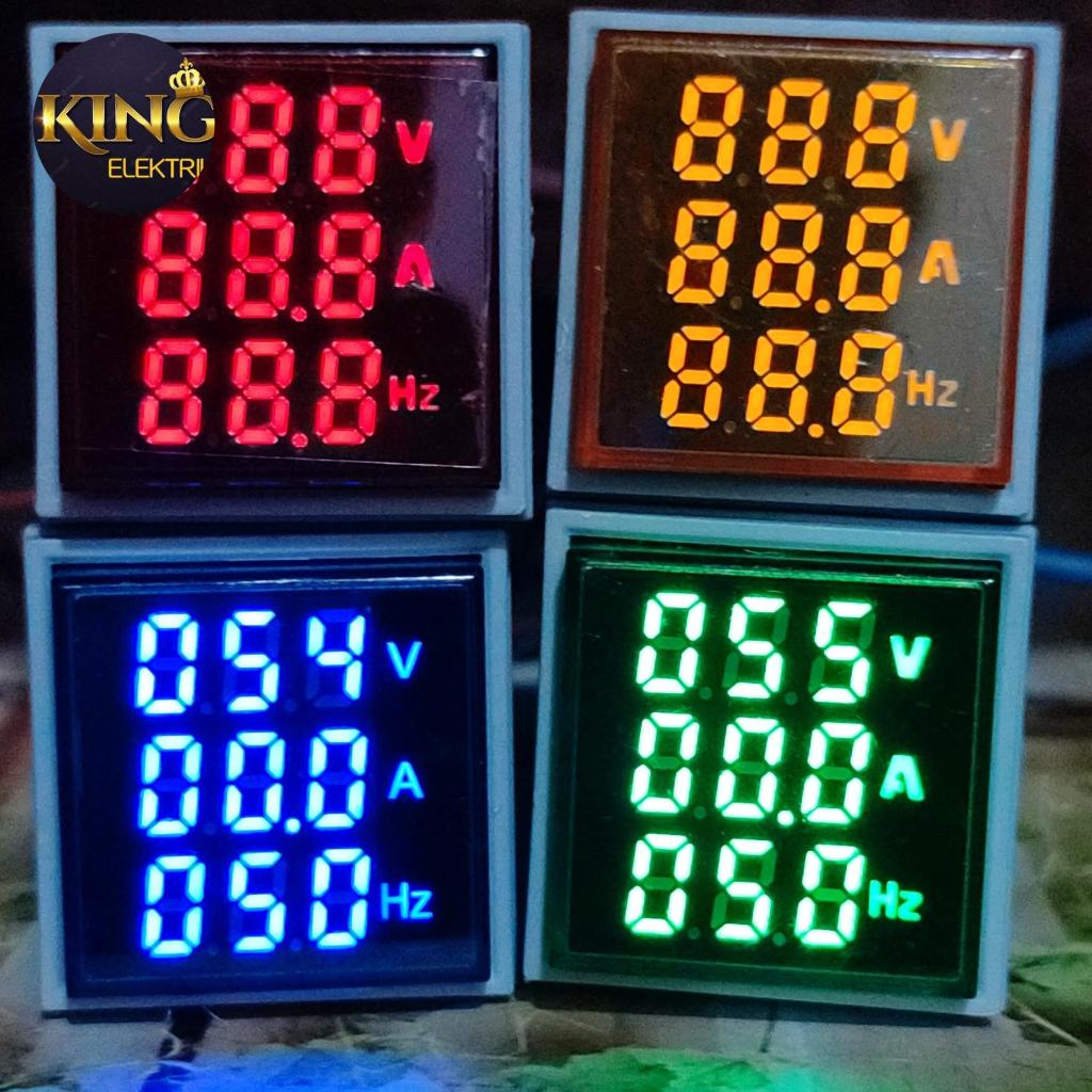 Pilot lamp lampu indikator panel voltmeter amperemeter volt ampere hz meter V+A+HZ