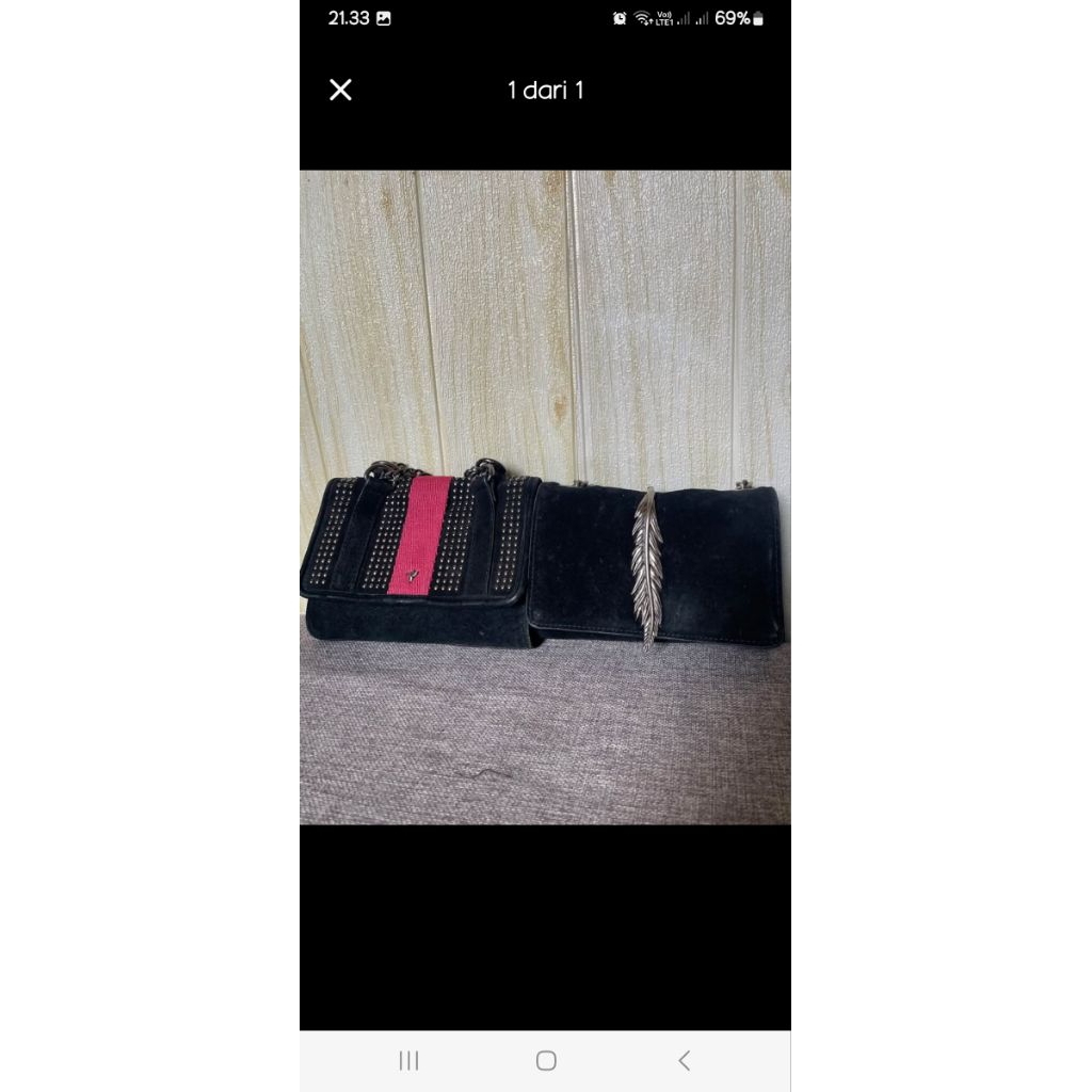 preloved tas Z*ra tas pesta branded kulit asli (suede)