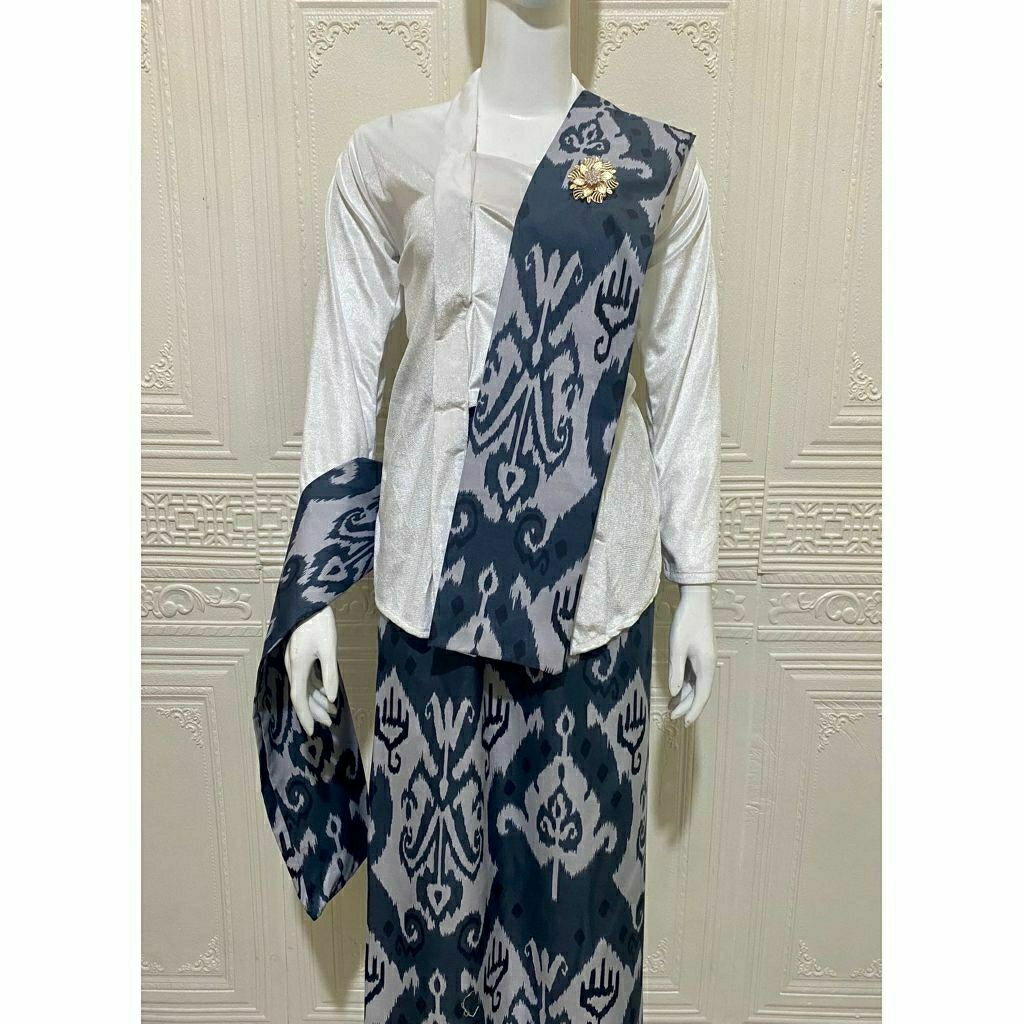 one set selendang batik dan rok batik span  setelan selendang rok batik