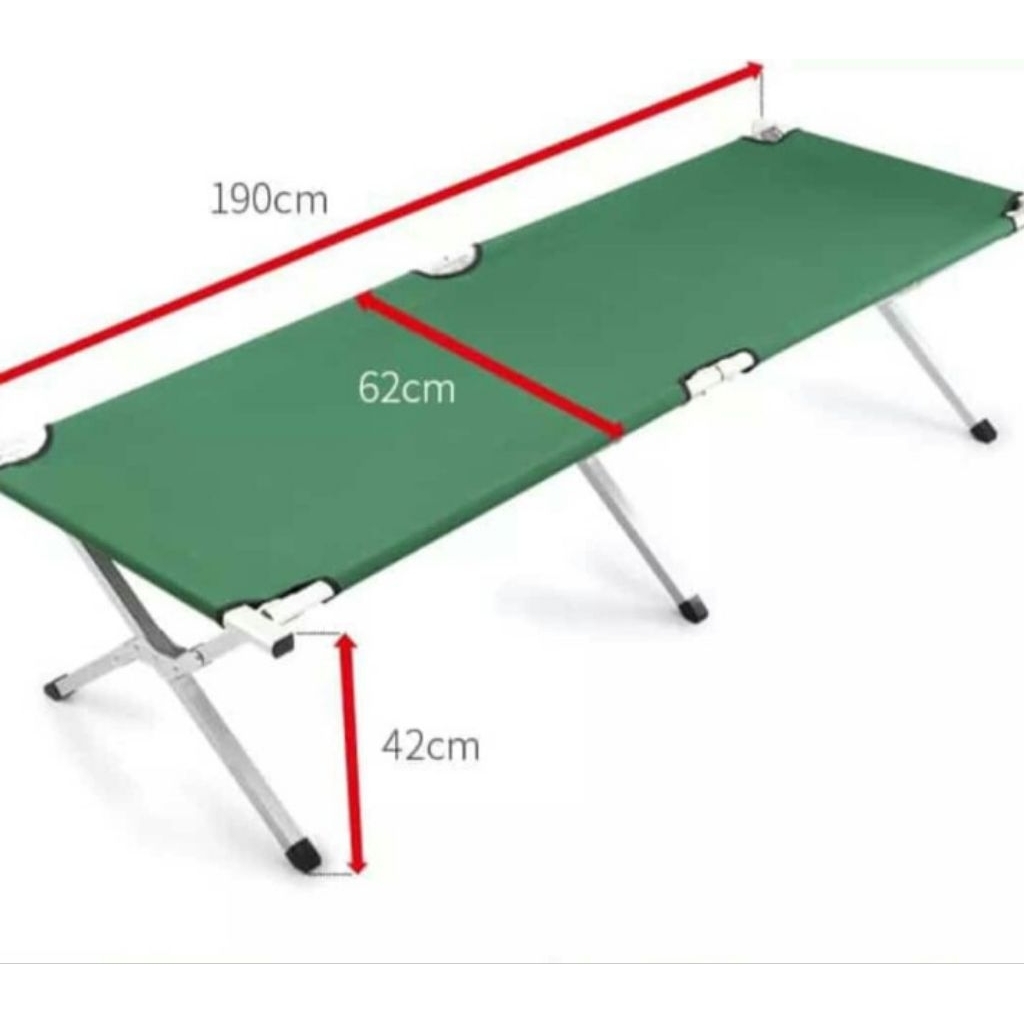 velbed alminium tempat tidur lipat outdoor camping velbed TNI polri hijau army kuat beban 150kg