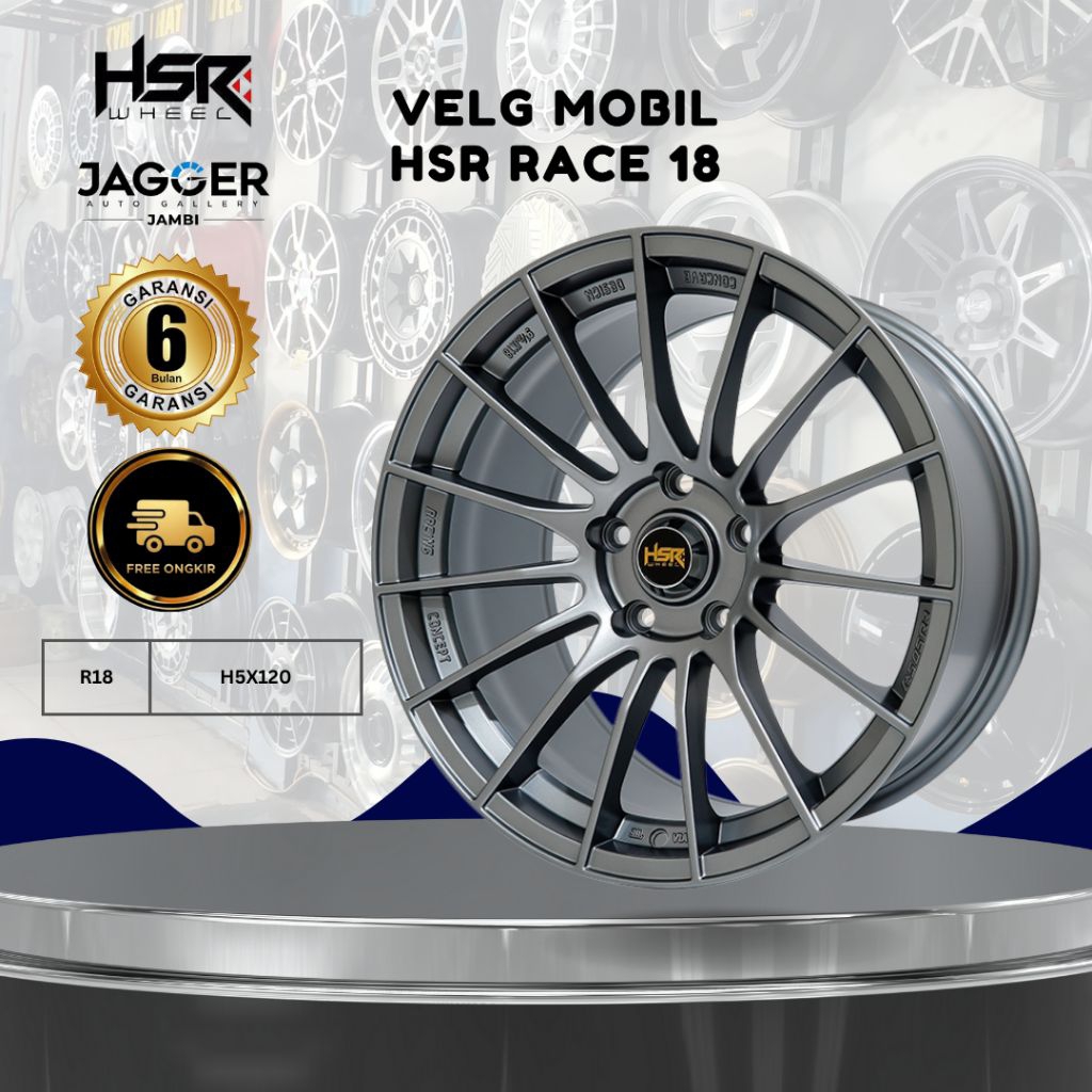 Velg HSR Race 1020 Ring 18 Lebar 8.5 9.5 PCD 5x120 ET38 SMG Velg Racing Mobil BMW Seri 3 Seri 5 X1 X