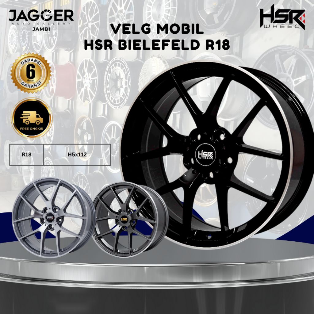 Velg HSR Bielefeld 5188 Ring 18 Lebar 8 9 PCD 5x112 ET40 Velg Racing Mobil Mercy C Class E Class – k