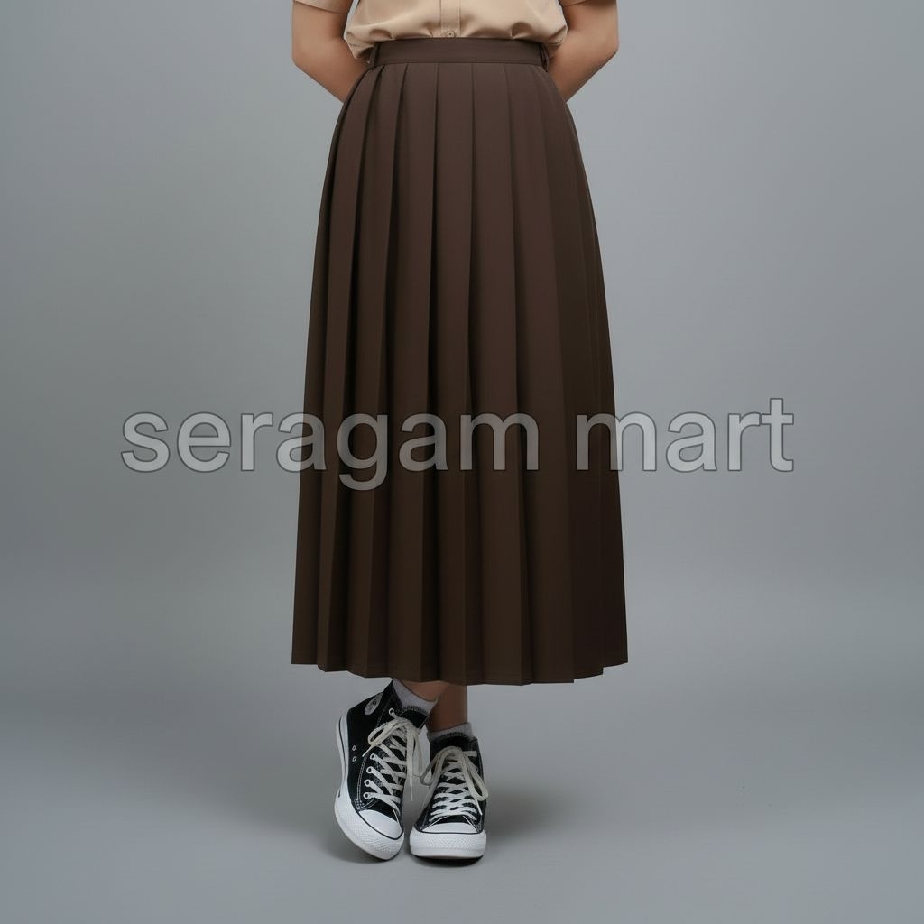 Rok Rempel Pramuka Panjang SMP SMA Bahan Licin Premium