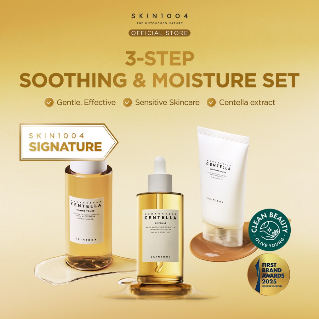 SKIN1004 3-Step Soothing & Moisture Set (Centella Ampoule 100ml + Toning Toner 210ml + Soothing Crea