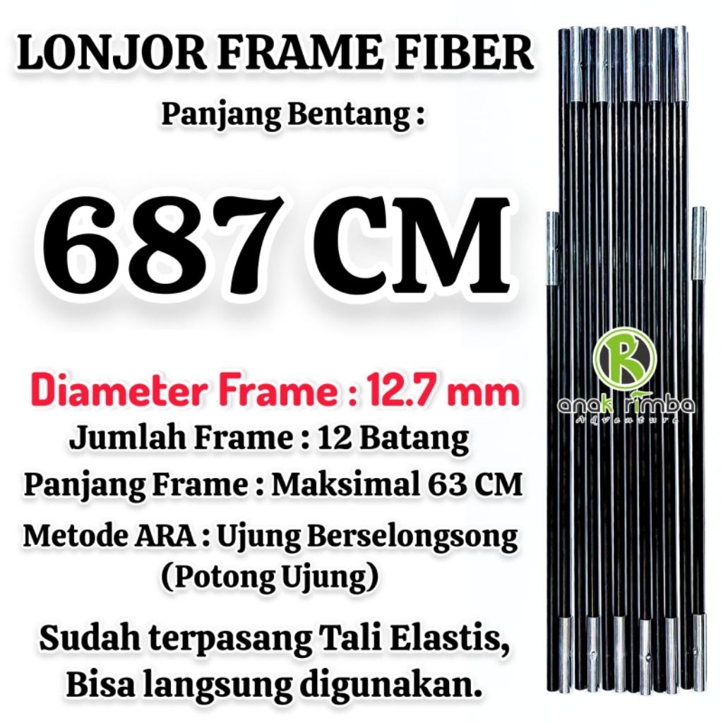 LONJOR FRAME FIBER 687 CM DIAMETER 12,7 CM TIANG CANOPY TIANG TENDA DOME GLAMPING