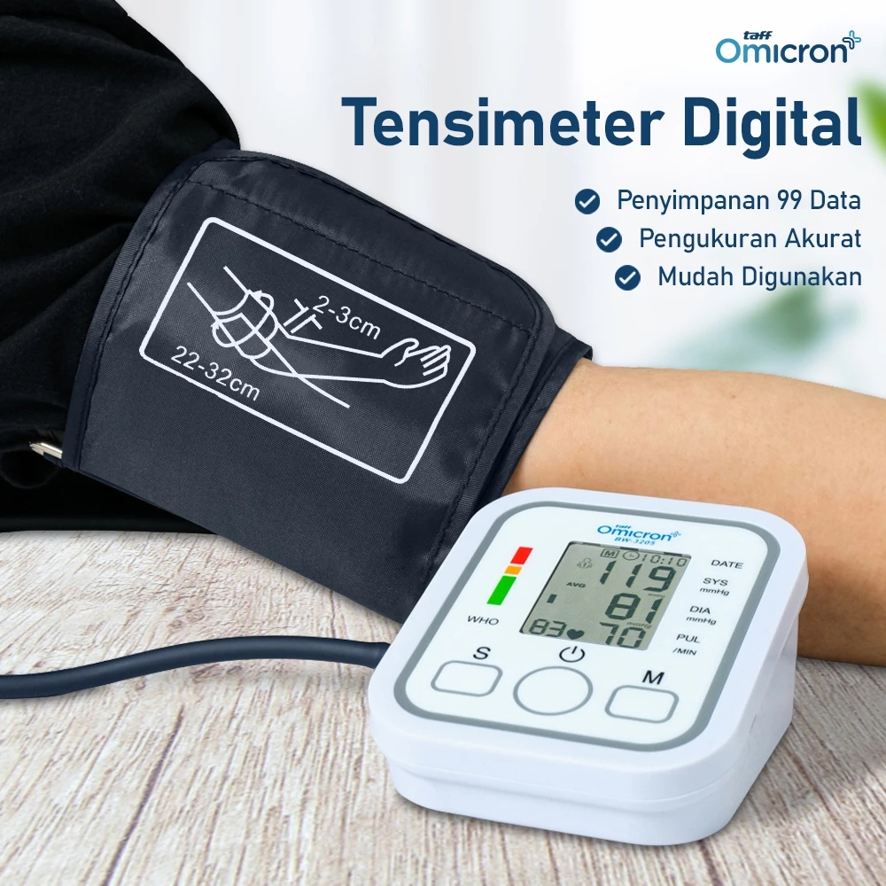 Alat Tensi Darah Taff Omicron - Alat Pengukur Tekanan Darah - Tensimeter Digital Akurat