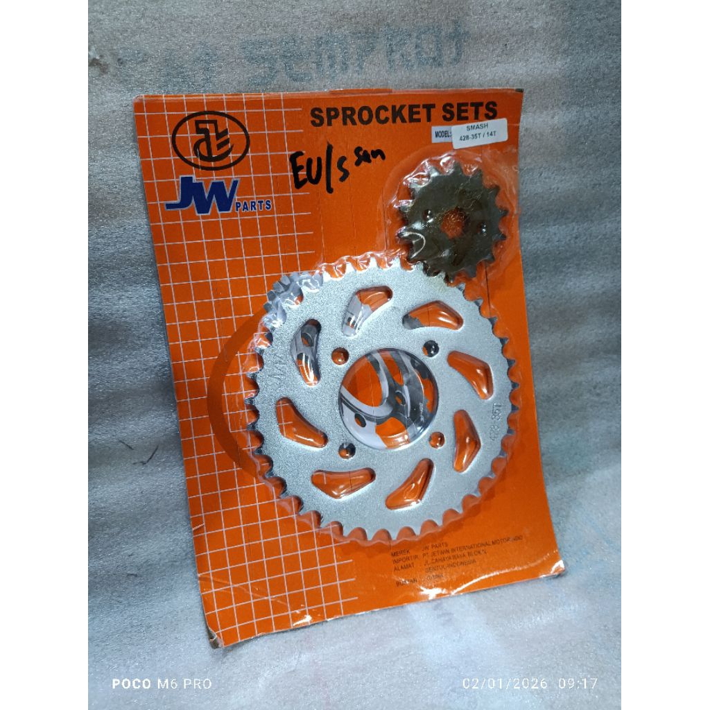 [ 1 SET] GEAR BELAKANG SMASH BONUS GEAR DEPAN 35T-14T MOTOR SMASH MERK JW PARTS