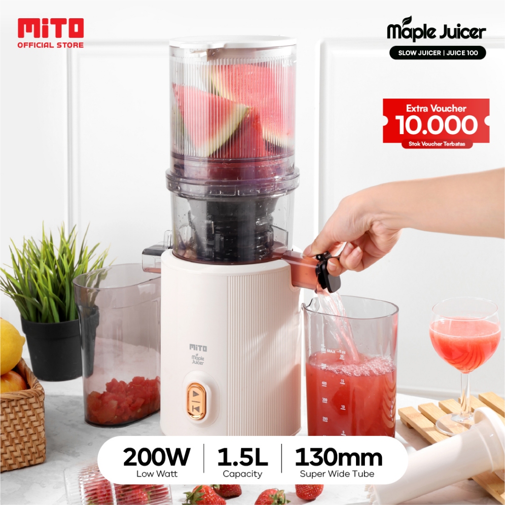 MITO Maple Juicer 1,5L JUICE100 | Slow Juicer Blender | | Easy Clean | XXL Diameter | Low Watt