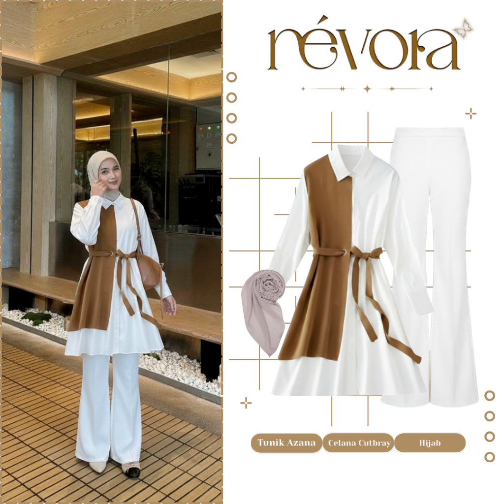 One set Lebaran Wanita || Atasan Tunik Wanita + Celana Cutbray + Hijab Segiempat || Setelan Lebaran 