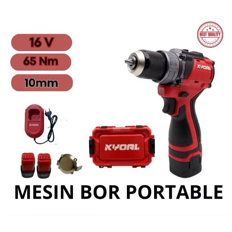 KYOAL Mesin Bor Charge 2Baterai Cordless Drill Brushless Mesin Bor Cas 16volt Multifungsi - KY-1601