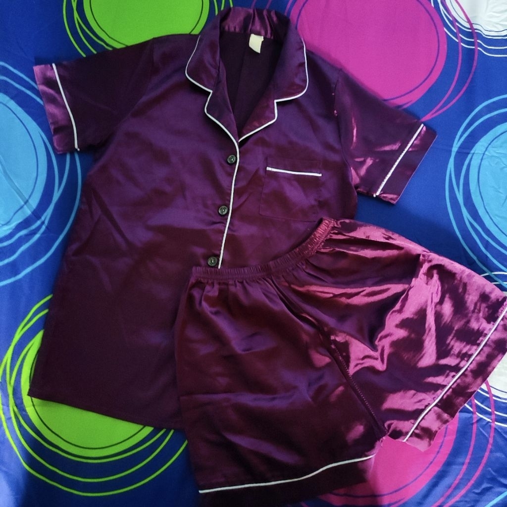 Baju Tidur || Set Piyama Satin Pendek PL