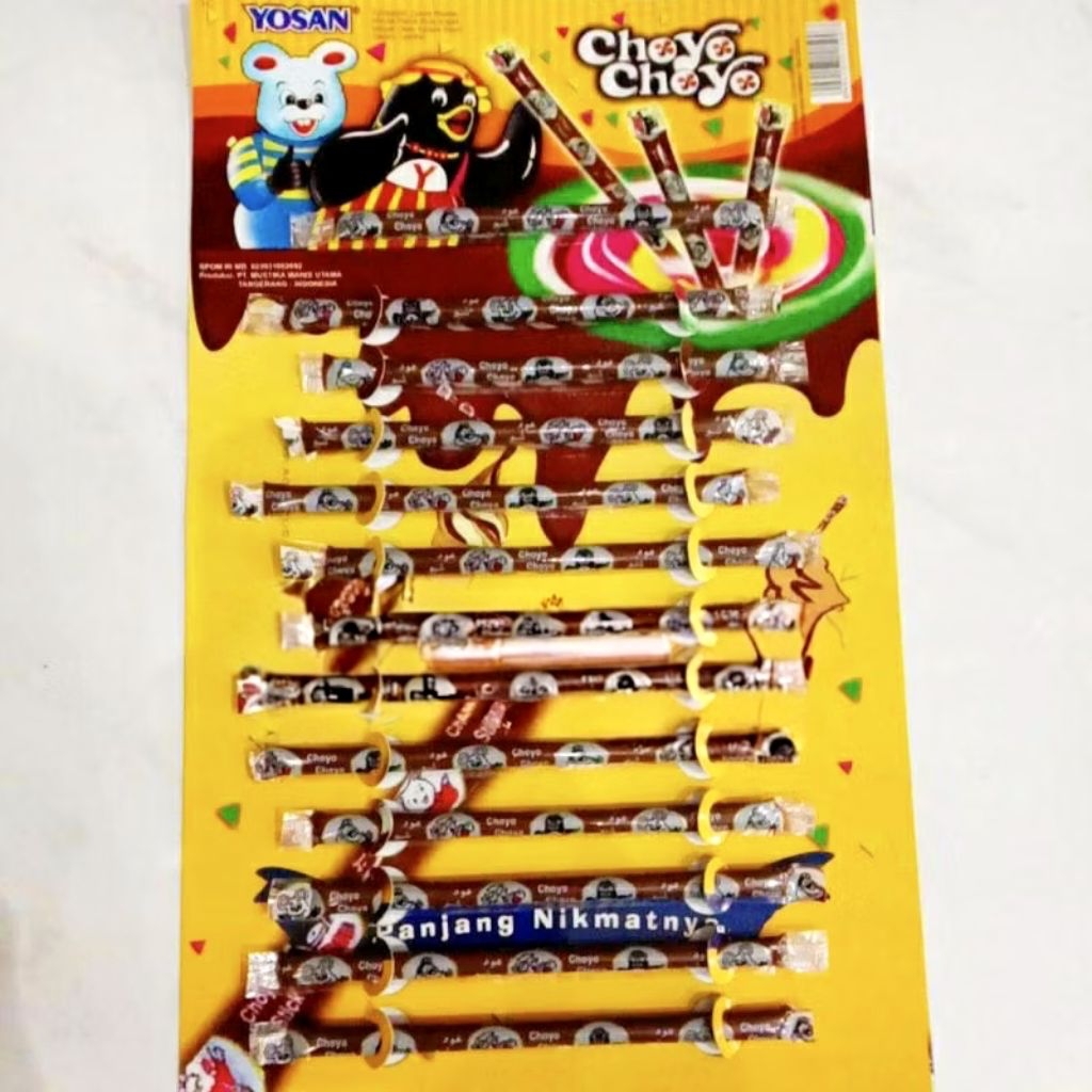 Coklat Stick Jadul Choyo - Lembar Isi 12 stick Tekstur Lembut, Kenikmatan Nostalgia