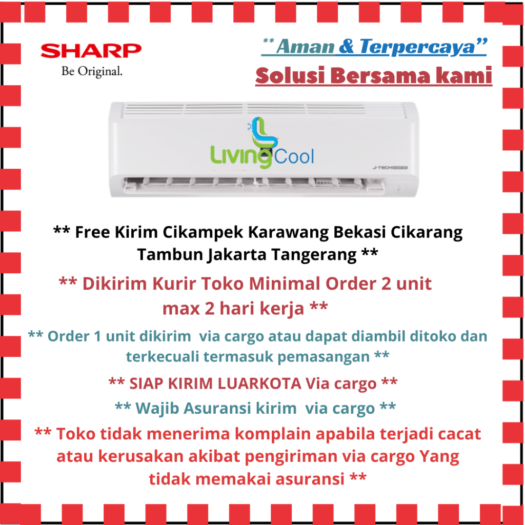 SHARP AC Standard China 1/2 Pk AH-A5ZCY Garansi free kirim karawang bekasi tangerang jakarta SKT
