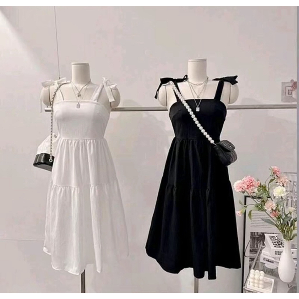 FUJI HALTER-dress pantai midi casual tali pundak press body dress qoquette aesthetic A line