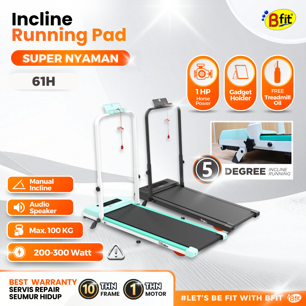 (SEMARANG) Running Pad BFIT Lite 61H Incline Treadmill Elektrik Listrik Lipat Portable Low Watt