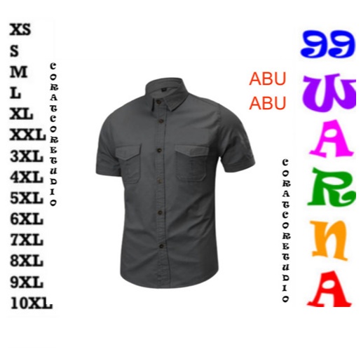 OT FASHION TC87 COLLECTION THE CLOVER 87 GRAYWOLF Hem Cowok Kemeja Pria Jumbo Big Size Lengan Pendek