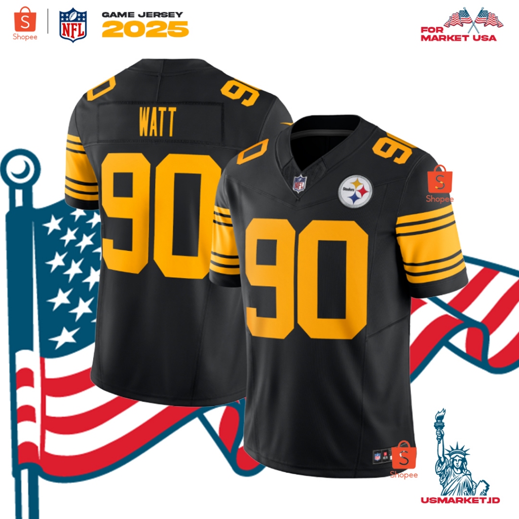 Kaos Jersey American Football NFL Men's T.J. Watt #90 Men's Vapor F.U.S.E Limited Color Rush Jersey