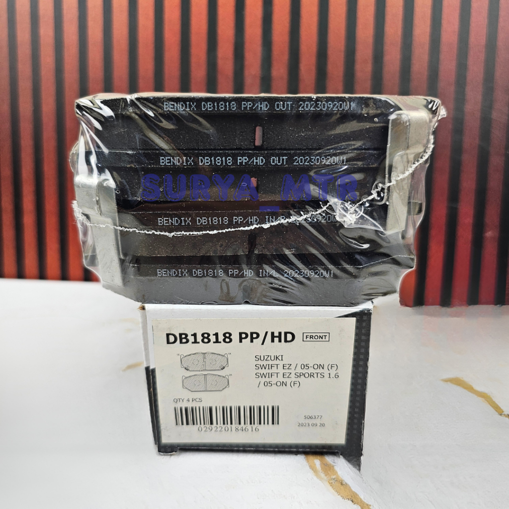 KAMPAS REM DEPAN BRAKE PAD SUZUKI SWIFT EZ 05-ON SUZUKI SWIFT EZ SPORT 1.6 05-ON BENDIX DB1818 PP/HD