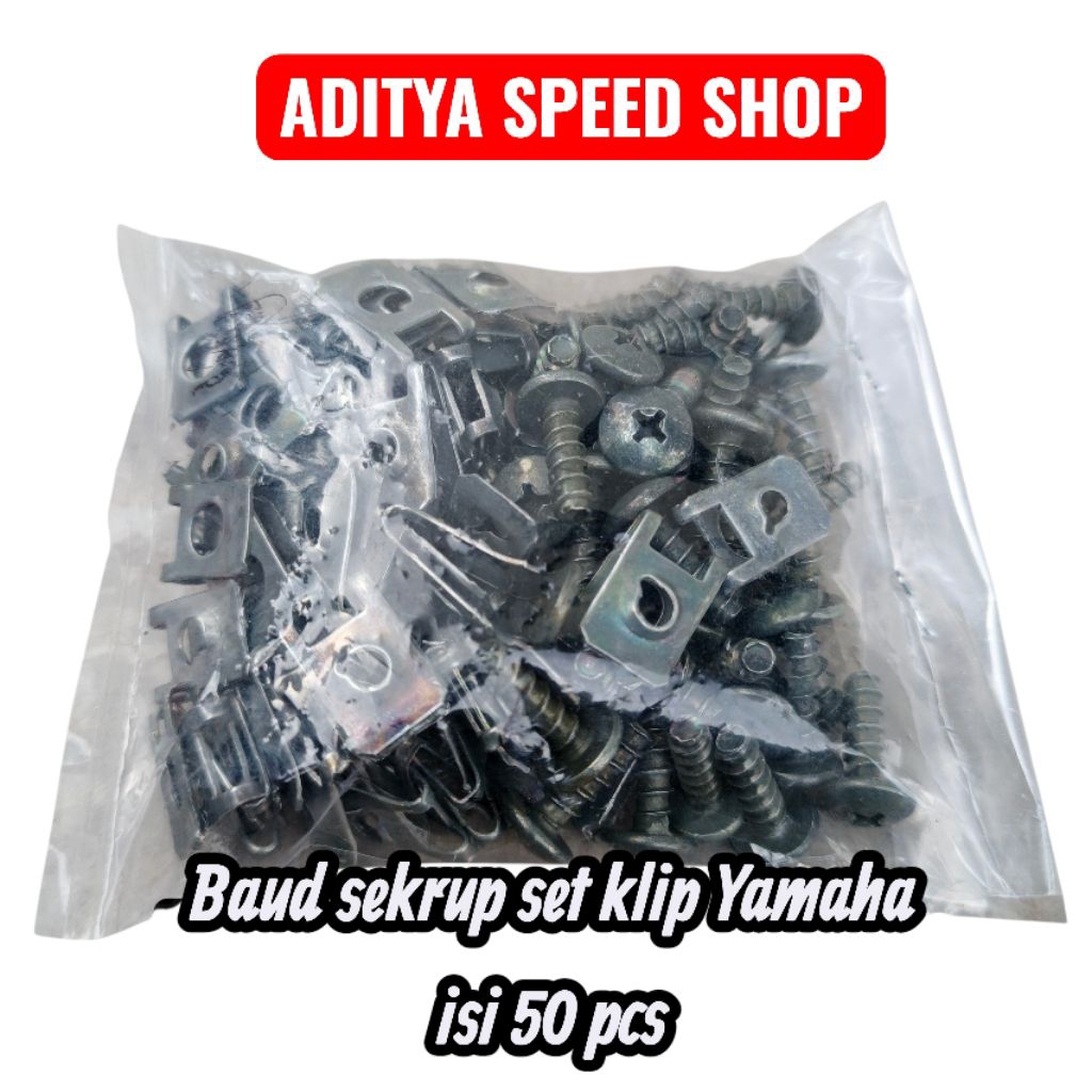 PAKET 50 BAUD SEKRUP SET KLIP YAMAHA DAN HONDA DRAT KASAR
