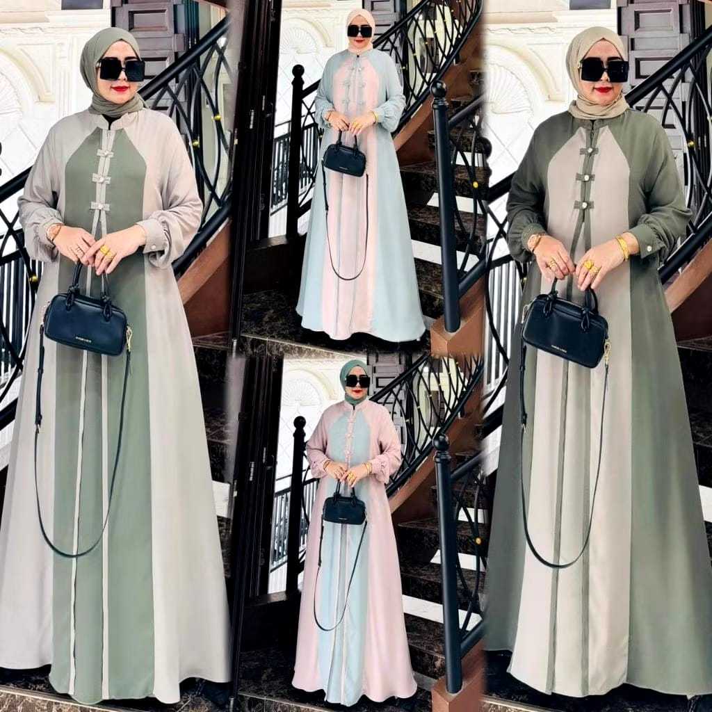 NINE OUTFIT // Gamis Kondangan Wanita Jumbo S M L XL XXL // Yunna Dress Voll 2 Matt Sabrina Anti UV 