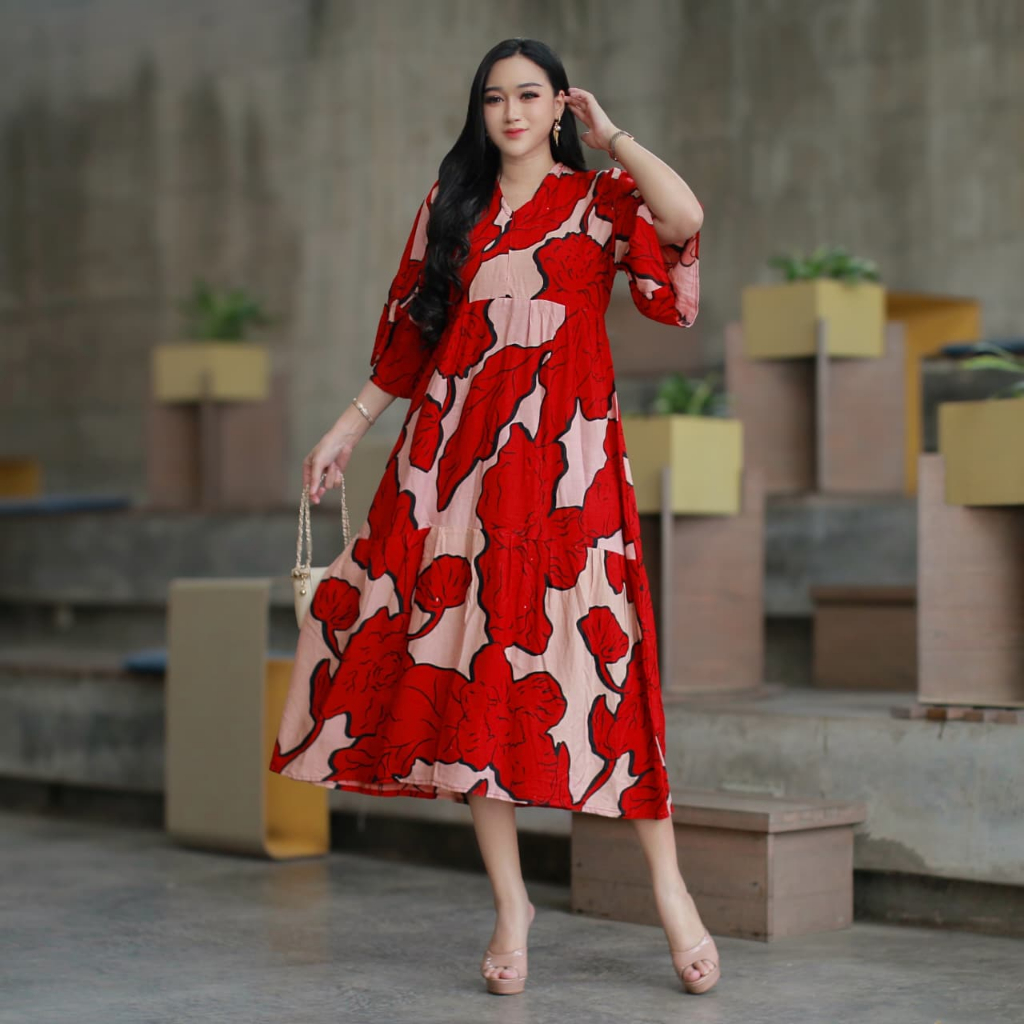 DRES NADIRA Bahan Rayon Premium Busui Friendly Resleting Depan