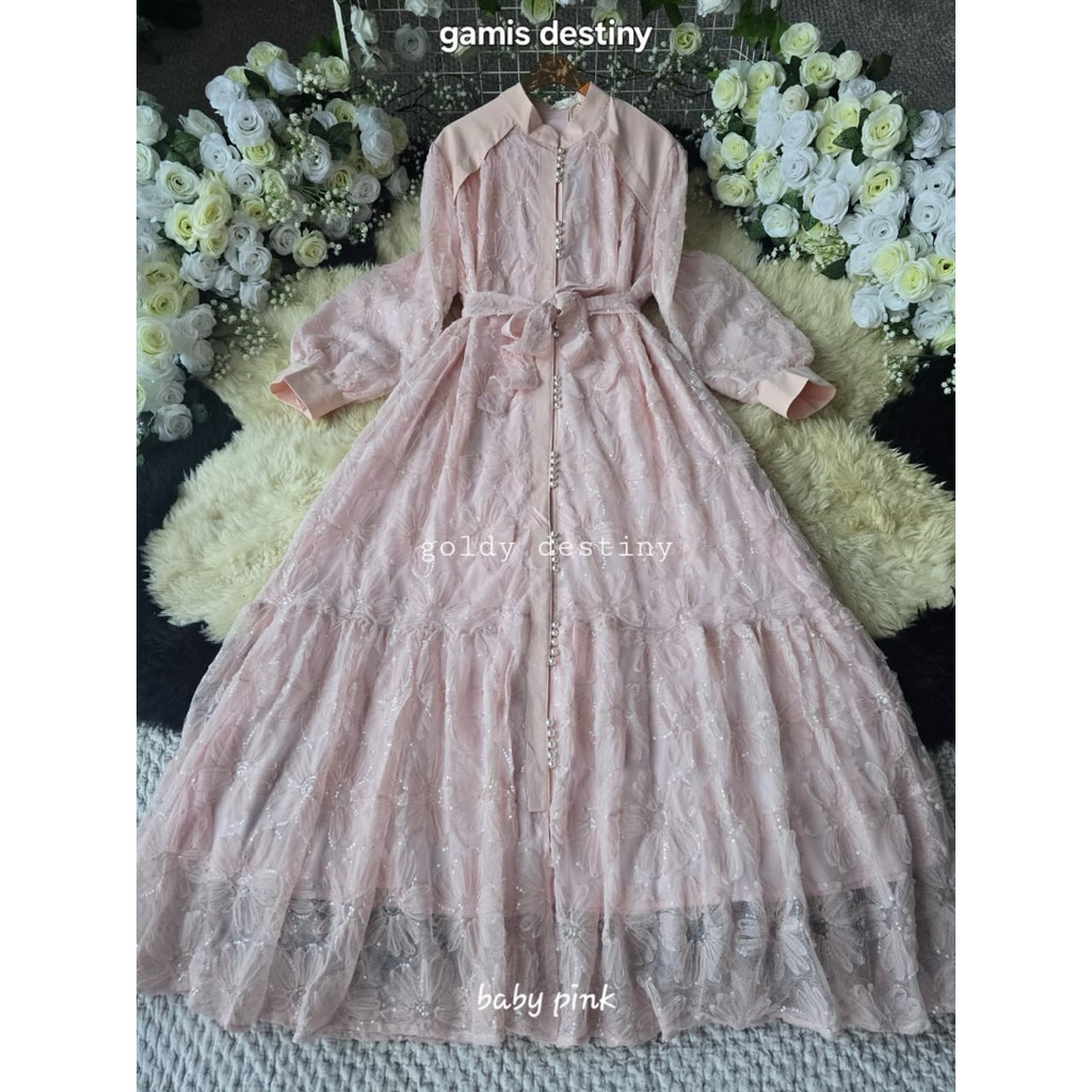 Dress Destiny Goldy Renda Susun Premium